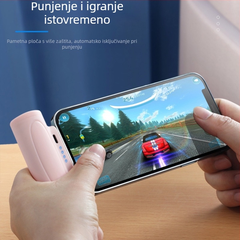 Kapsulna baterijska svjetiljka, mini prijenosna s baterijom od 5000mAh, LED svjetlo, prijenosni vanjski izvor napajanja