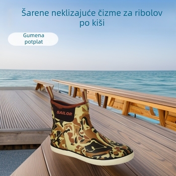 Unisex gumene čizme za kišu za ribolov — karikatura uzorak, protuklizne, otporne na trošenje, tople, EVA uložak