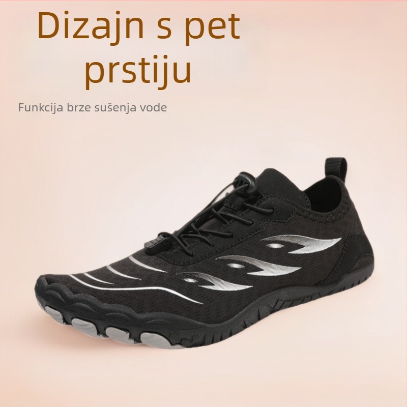 Vodene cipele za muškarce i žene, petoprst dizajn, mrežasti gornji dio, brzo sušeće, potplat od prirodne gume, niski vrh, za vodene sportove, plivanje i fitness