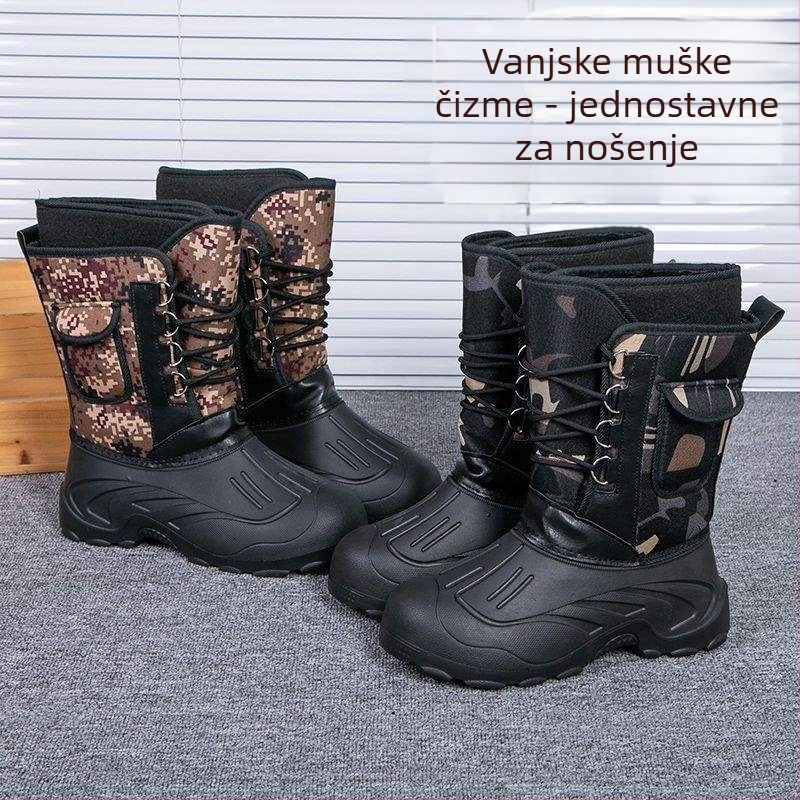 Muške vodootporne čizme za kišu s visokim gornjim dijelom, PU gornja strana, EVA potplat, održavaju toplinu