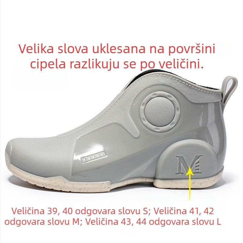 Muške vodootporne čizme za kišu — gornji dio od plastike, potplat od plastike, mrežasta podstava, EVA ulošak, protuklizni dizajn