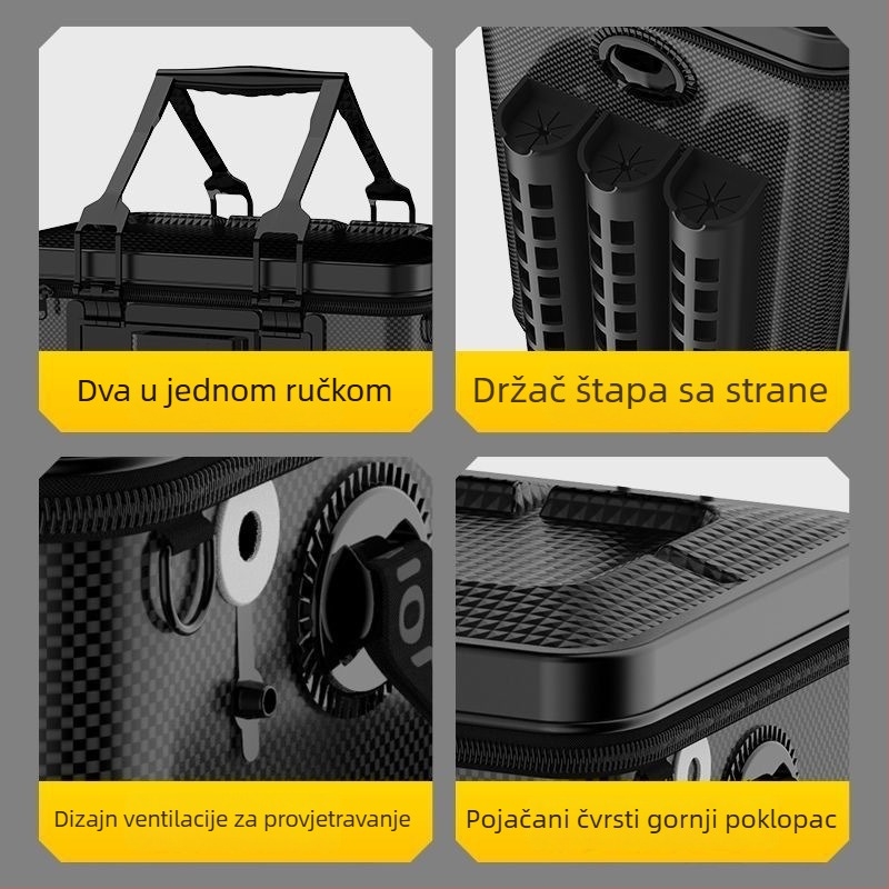 Ribolovna kanta s debelim dnom i integriranim čvrstim kućištem (Materijal: EVA; Dno: debelo; Kućište: integrirano; Kapacitet: velik)