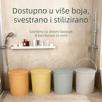 Plastična kanta za skladištenje s poklopcem – prenosna kanta za kućnu upotrebu u kupaonici i za ribolov