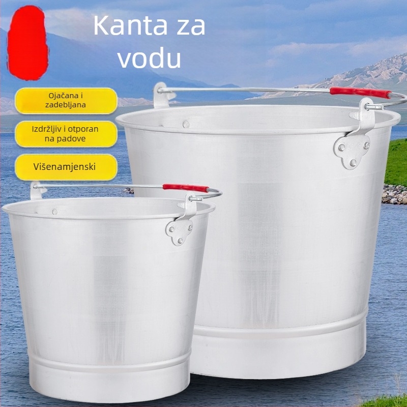 Debljano aluminijsko okruglo kanta s poklopcem, prijenosno za kućnu upotrebu i ribolov na otvorenom