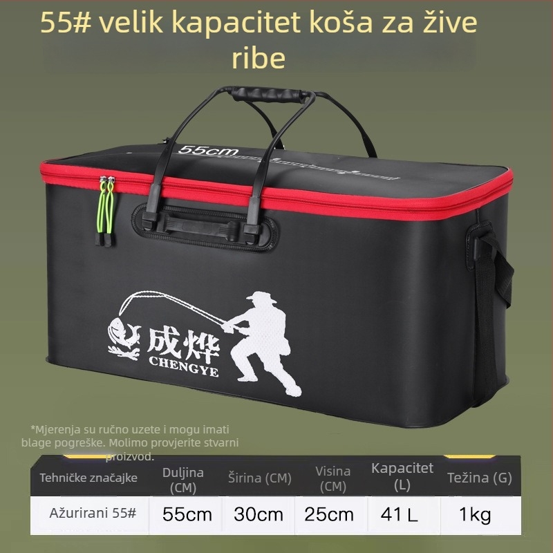 Sklopiva EVA kanta za ribolov s debelom konstrukcijom, kapacitet 45–80 L, za žive ribe