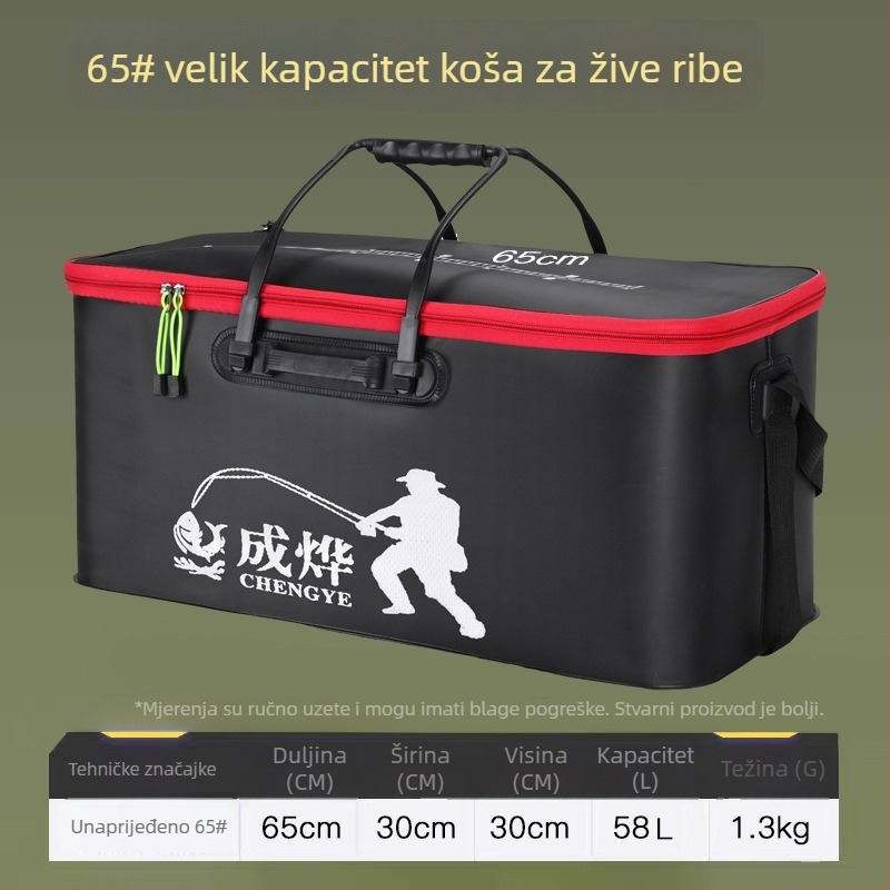 Sklopiva EVA kanta za ribolov s debelom konstrukcijom, kapacitet 45–80 L, za žive ribe