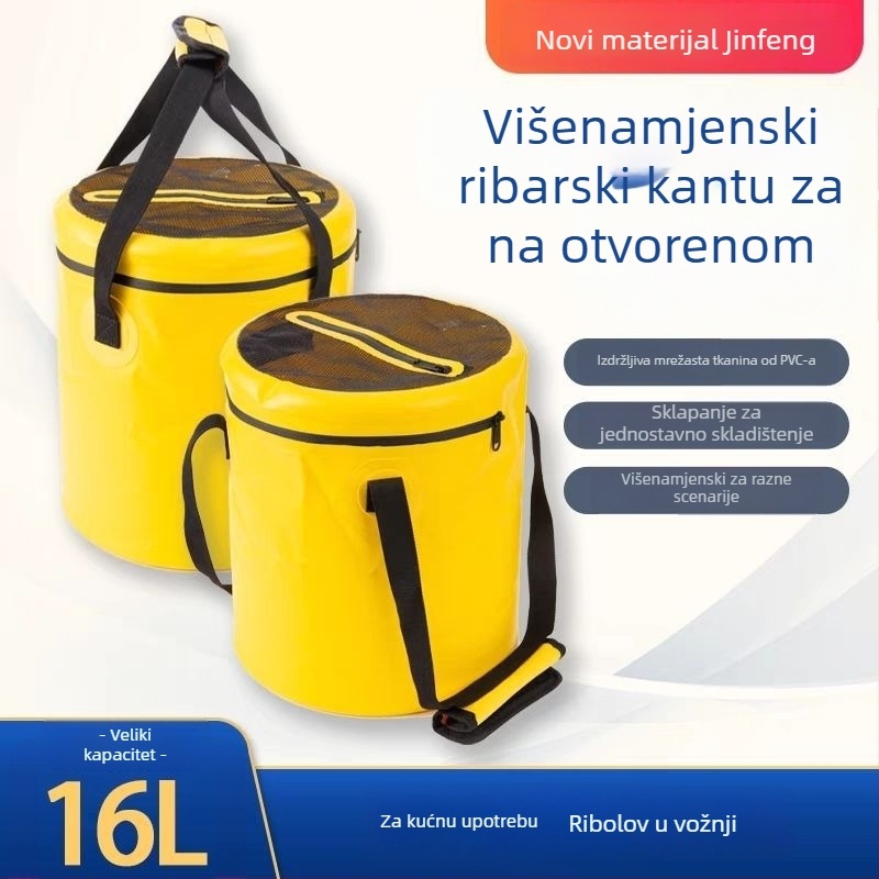 Sklopiva prenosna posuda za vodu za ribolov – za žive ribe, PVC materijal, višestruka upotreba