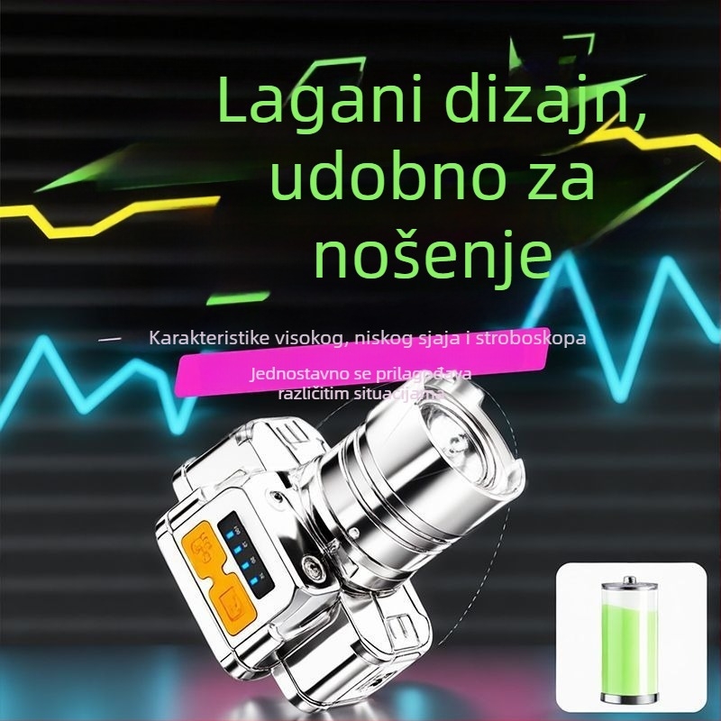 LED čelna lampica, 10W lasersko svjetlo, napajanje baterijom, nosiva na glavi, kućište od inženjskih plastika