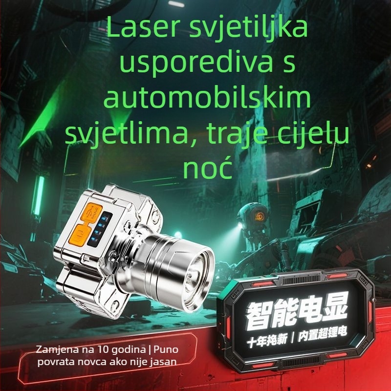 LED čelna lampica, 10W lasersko svjetlo, napajanje baterijom, nosiva na glavi, kućište od inženjskih plastika