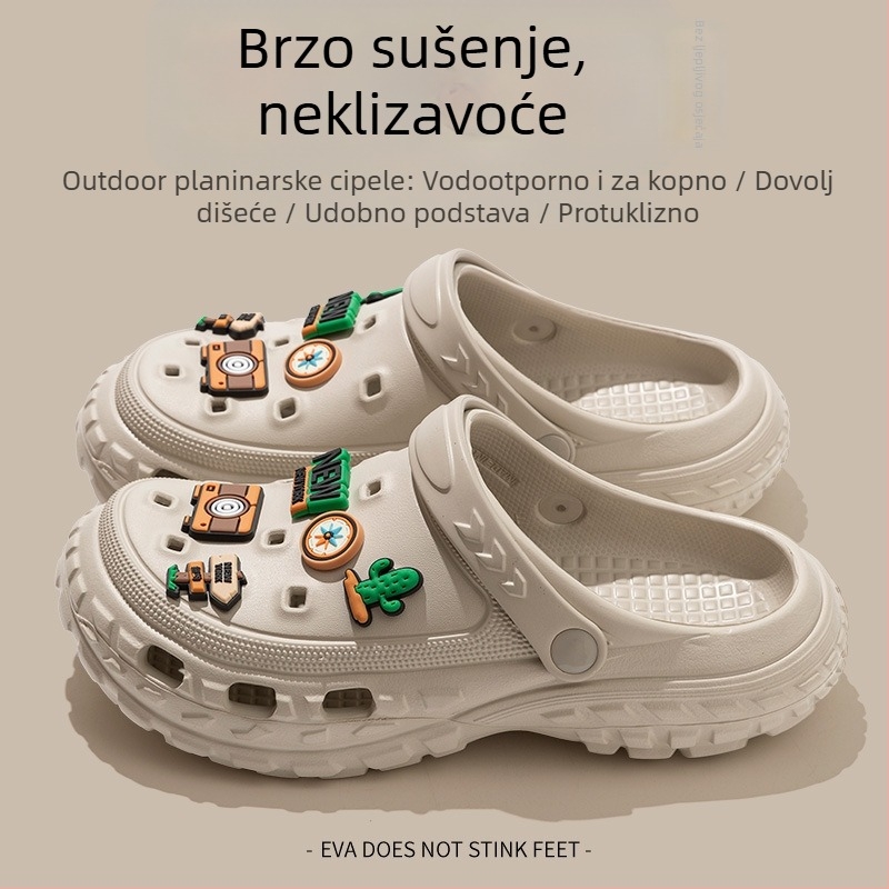 Muške sandale - gornji i đon od EVA, prozračne, vodootporne, protuklizne, đon injekcijskim oblikovanjem, ljeto 2025, plažni stil, karikatura uzorak