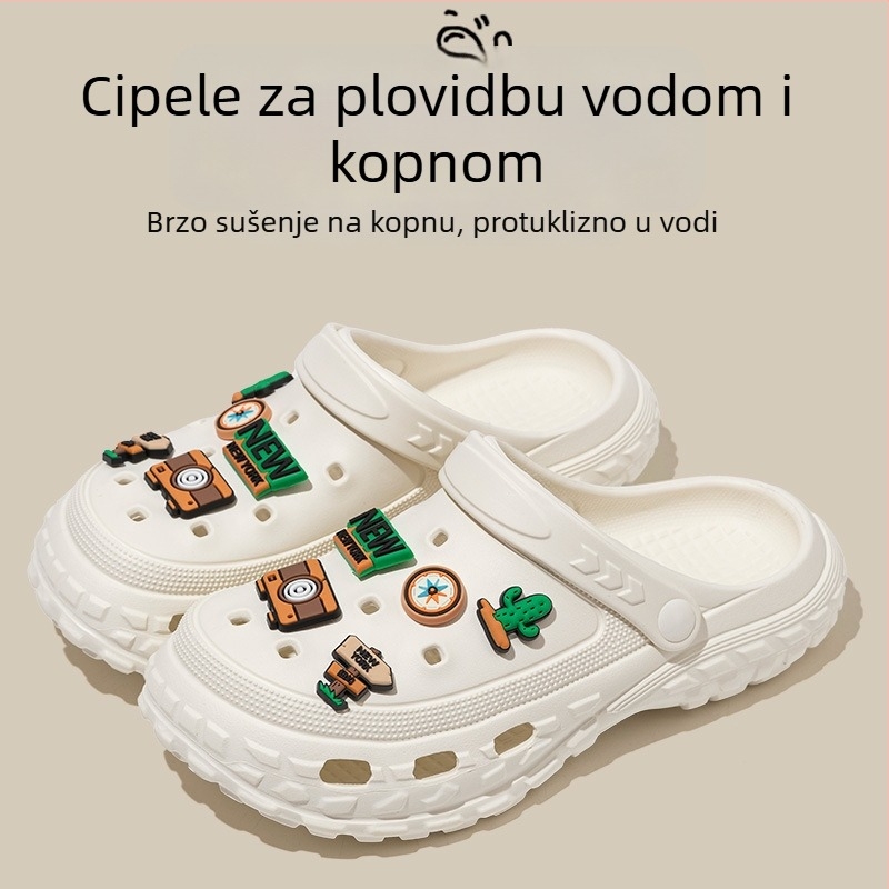 Muške sandale - gornji i đon od EVA, prozračne, vodootporne, protuklizne, đon injekcijskim oblikovanjem, ljeto 2025, plažni stil, karikatura uzorak