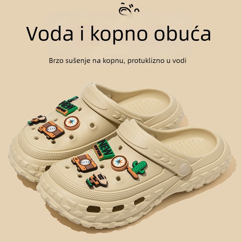 Muške sandale - gornji i đon od EVA, prozračne, vodootporne, protuklizne, đon injekcijskim oblikovanjem, ljeto 2025, plažni stil, karikatura uzorak