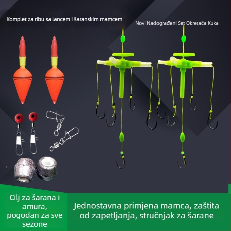Set eksplozivnih udica za ribolov – četvrtaste udice s bodljama, Ghost Peak, 100 kom., za ribolov uz rijeke i jezera
