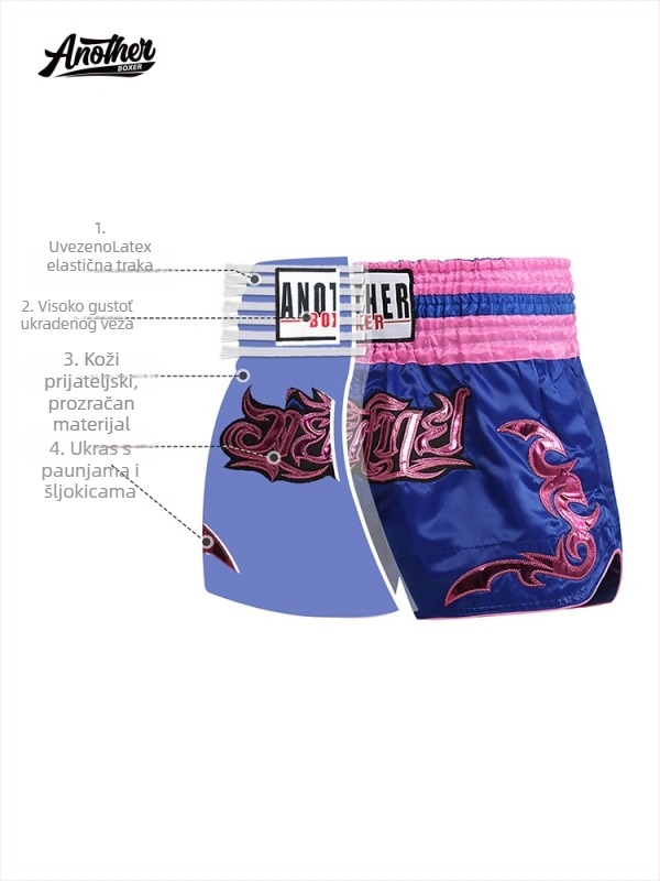 Anotherboxer Muay Thai šortsi – Unisex za odrasle, trening Sanda/Wushu, mješavina kemijskih vlakana, podstava poliester 100%