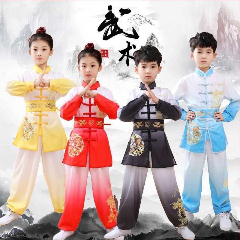 Dječji kostim za Tai Chi i borilačke vještine za nastup, tkanina od bambusovog ugljena, 98% spandex, podstava od lanene smjese s 98% spandex, unisex