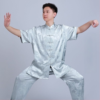 Tai Chi trening kostim, corduroy tkanina s udjelom lana, muški, proljeće-ljeto