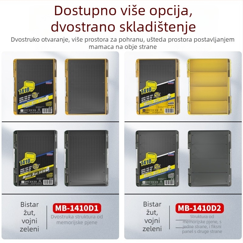 Dvostruka višenamjenska kutija za ribolov – prenosna ABS kutija s dvostrukim slojem za mekane mamce i udice