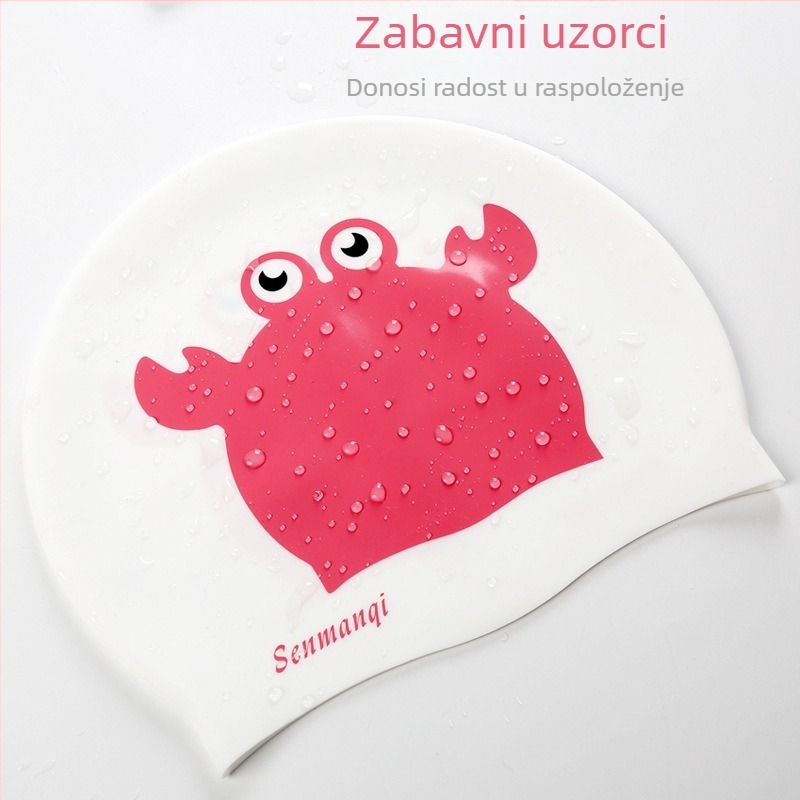Silikonska kapica za plivanje s karikaturnim uzorkom za odrasle, šifra proizvoda A38832, pogodna za plivanje i hodanje po plićaku
