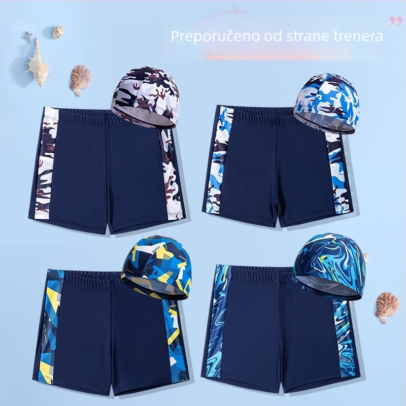 Dječji set za plivanje: šorts za plivanje i kapa s karikaturnim printom, s vezicom