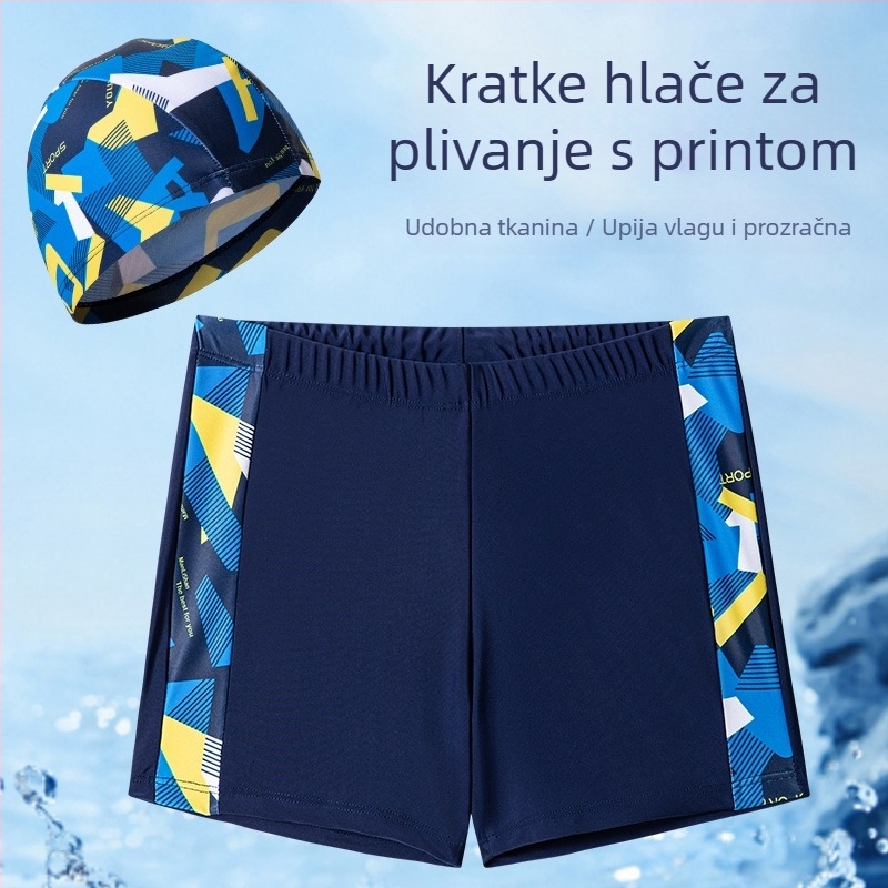 Dječji set za plivanje: šorts za plivanje i kapa s karikaturnim printom, s vezicom