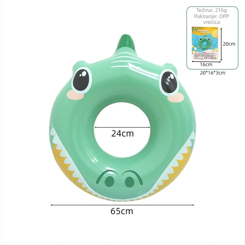 Dječji plivački prsten od PVC-a, s karikaturama dinosaurus/krokodil, za plivanje i igru u vodi