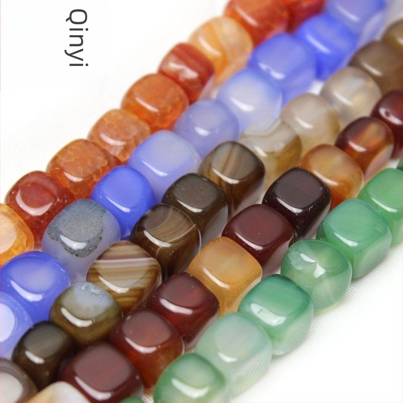 Kockaste agatne perle, slobodne perle za izradu nakita — obrađene brušenjem, rezanjem i poliranjem, marka YOUTH CADENCE