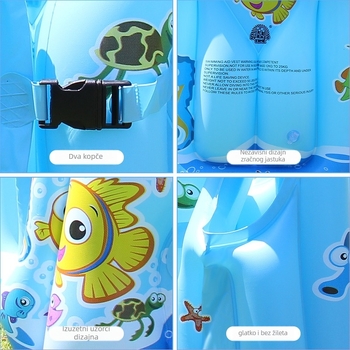 Dječji napuhivi prsluk za plivanje, PVC materijal, crtani uzorak, pogodna za plivanje i zabavu u vodi