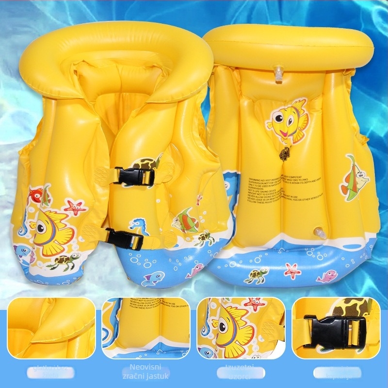 Dječji napuhivi prsluk za plivanje, PVC materijal, crtani uzorak, pogodna za plivanje i zabavu u vodi