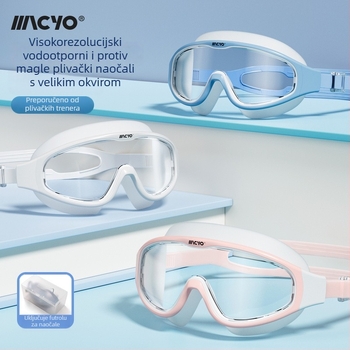 MACYO naočale za plivanje s antifog HD, velikog okvira za odrasle, PC leće