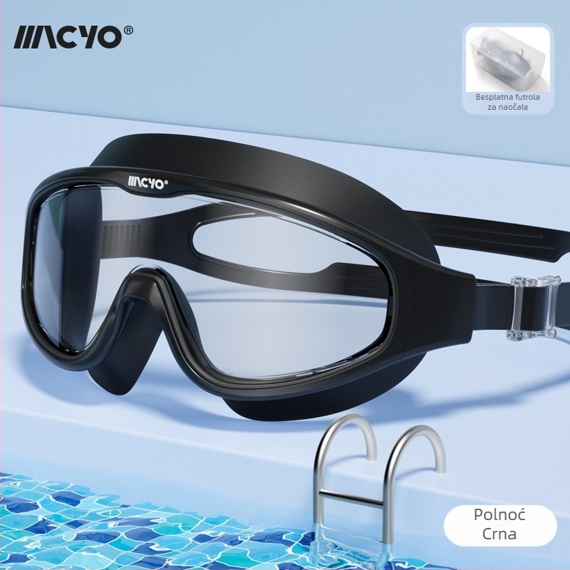 MACYO naočale za plivanje s antifog HD, velikog okvira za odrasle, PC leće