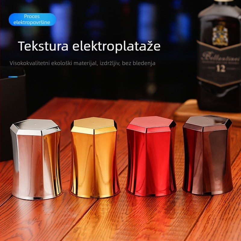 Haoxing ABS Čaša za kocke, šestougaoni oblik s uskim srednjim dijelom, debeli elektroplat, za bar/KTV, prilagodljivo, 100 komada u kutiji