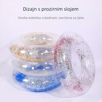 Dječji prozirni plivački prsten sa štrasom, PVC ekološki prihvatljiv, nadomak napuhavanja, debljina 0.25 mm, dizajn ispod pazuha za sprječavanje prevrnutja