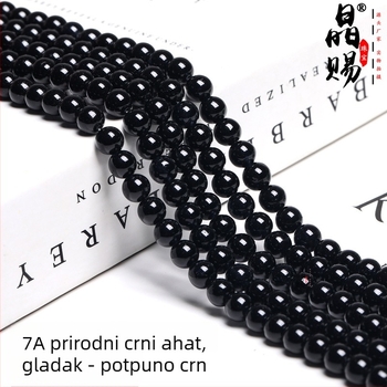 7A prirodni crni ahat kuglice za DIY nakit, okrugle, 10 mm, polirane, dijelovi za izradu nakita, poluproizvodi
