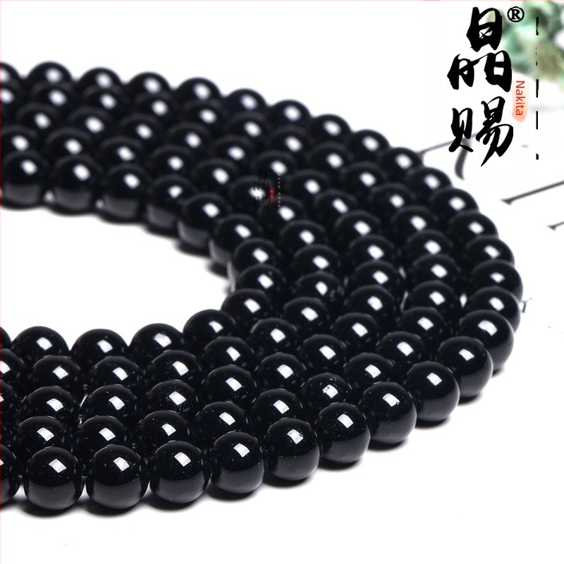 7A prirodni crni ahat kuglice za DIY nakit, okrugle, 10 mm, polirane, dijelovi za izradu nakita, poluproizvodi