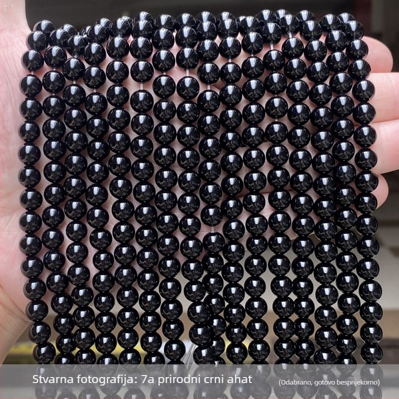 7A prirodni crni ahat kuglice za DIY nakit, okrugle, 10 mm, polirane, dijelovi za izradu nakita, poluproizvodi