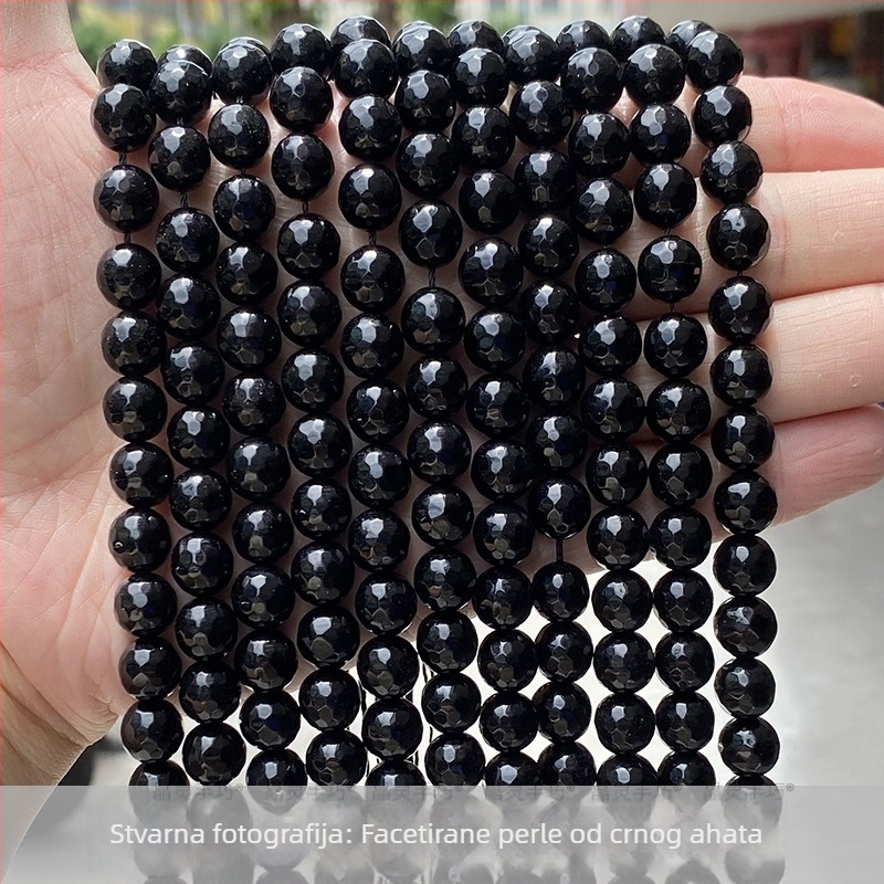 7A prirodni crni ahat kuglice za DIY nakit, okrugle, 10 mm, polirane, dijelovi za izradu nakita, poluproizvodi