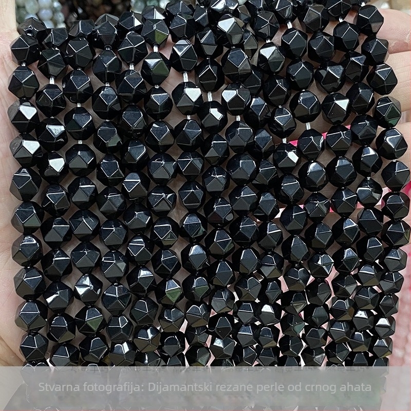 7A prirodni crni ahat kuglice za DIY nakit, okrugle, 10 mm, polirane, dijelovi za izradu nakita, poluproizvodi