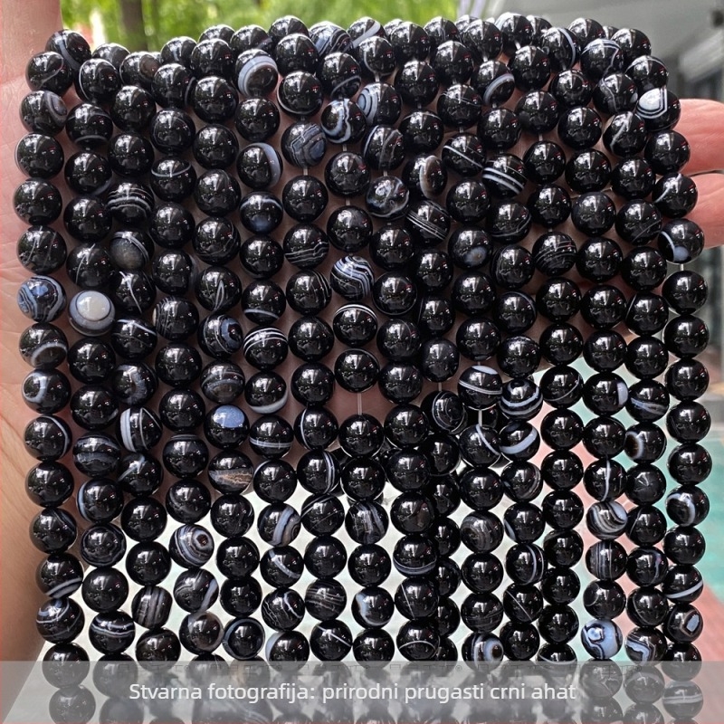 7A prirodni crni ahat kuglice za DIY nakit, okrugle, 10 mm, polirane, dijelovi za izradu nakita, poluproizvodi