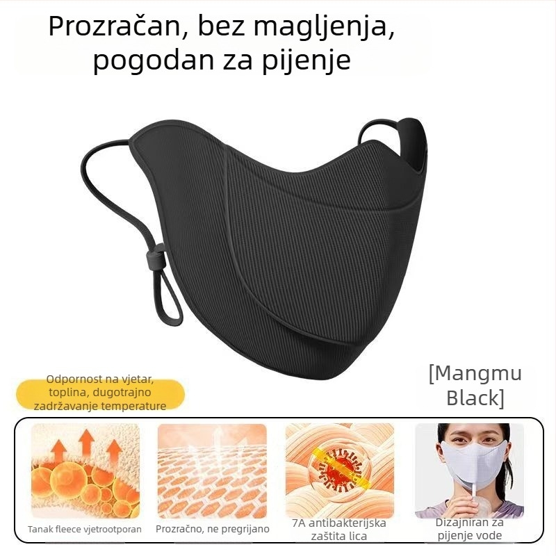 Maska za lice za zimu i jesen – topla, s trakom za uši, zaštita od prašine, materijal: poliester vlakna (Unisex; Sezona: zima/jesen)