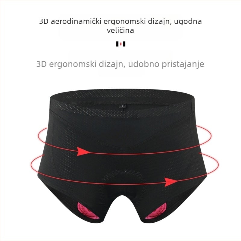 Ženske biciklističke kratke hlače sa silikonskom jastučićem za sjedište – tkanina od kemijske vlakna, upija vlagu, za biciklizam i fitness, proljeće