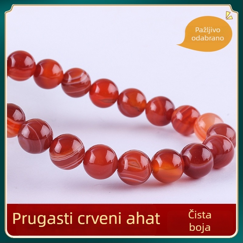 DIY komadi za nakit – prugaste agat kuglice od prirodnog kamena, Bo Ting marka, plemeniti uzorak, crtani stil