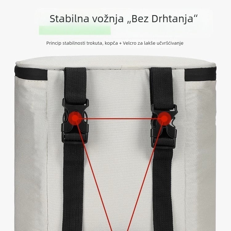 Velika vodootporna torba za električni bicikl s prednjim džepom, prostorom za kacigu i spremištem kišne jakne; kompatibilno s Yadea i AIMA.