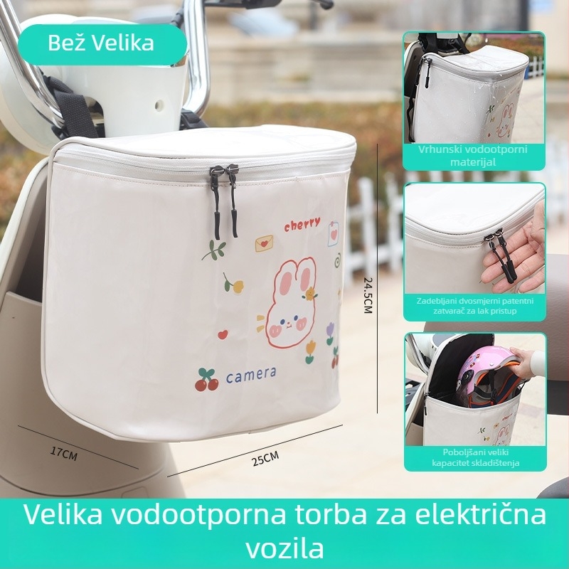 Ekstra- velika vodootporna viseća torba za električna vozila, stilska torba za pohranu za žene, prednja viseća torba za električne skutere, stražnja košara za pohranu