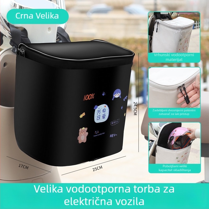 Ekstra- velika vodootporna viseća torba za električna vozila, stilska torba za pohranu za žene, prednja viseća torba za električne skutere, stražnja košara za pohranu