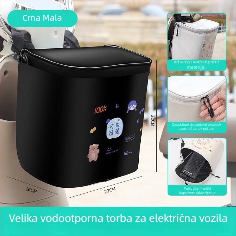Ekstra- velika vodootporna viseća torba za električna vozila, stilska torba za pohranu za žene, prednja viseća torba za električne skutere, stražnja košara za pohranu
