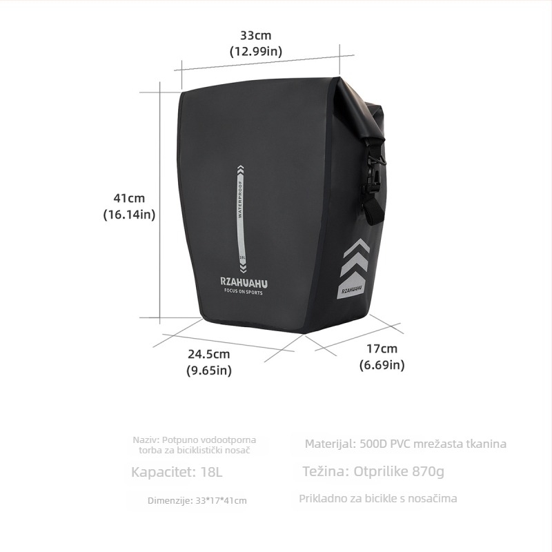 Prednja i stražnja torba za planinski bicikl, 20L kapaciteta, model 1621-2, poliester, marka RZ