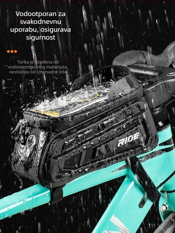 Torba na prednjoj cijevi za cestovne i planinske bicikle, model 985, materijal Silk Flower, prednja pretinac za pohranu