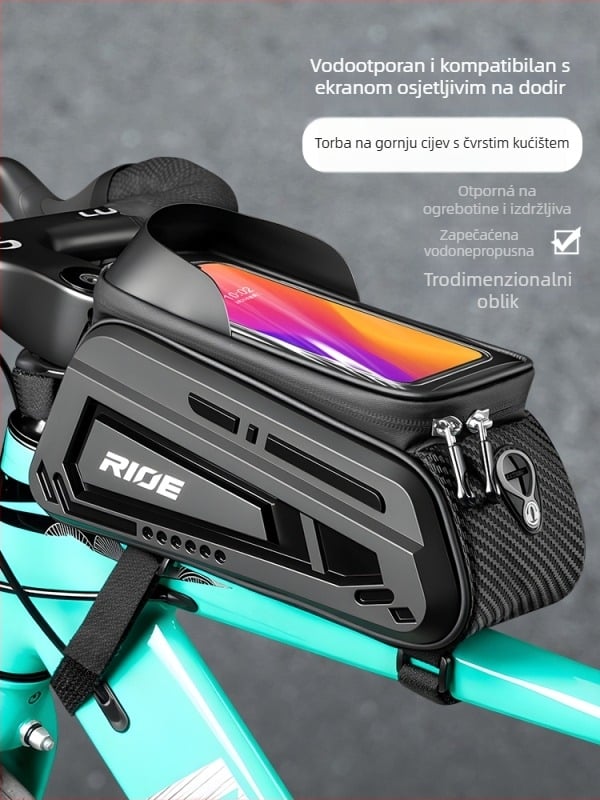 Torba na prednjoj cijevi za cestovne i planinske bicikle, model 985, materijal Silk Flower, prednja pretinac za pohranu