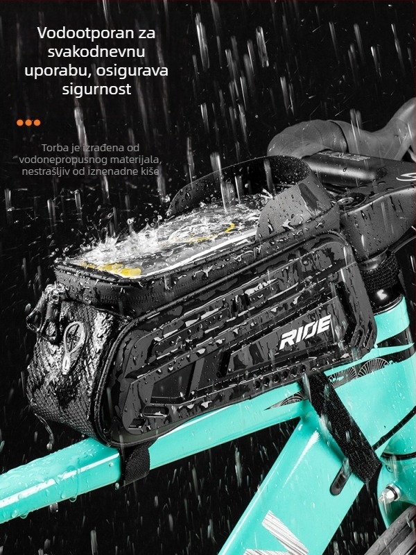 Torba na prednjoj cijevi za cestovne i planinske bicikle, model 985, materijal Silk Flower, prednja pretinac za pohranu