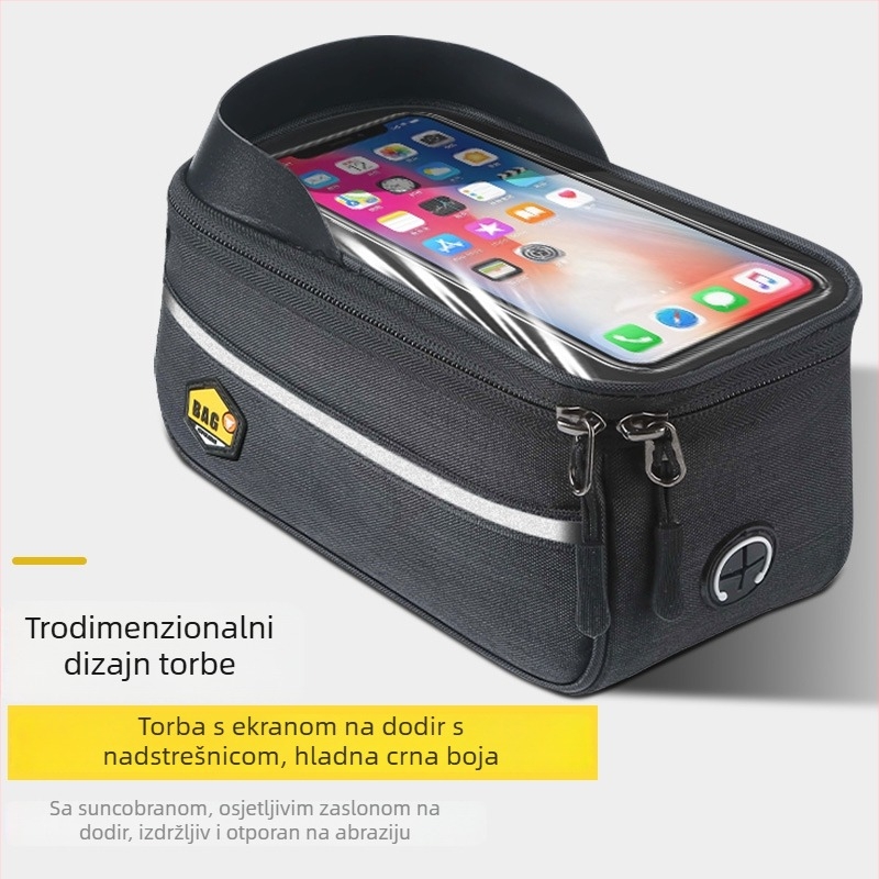 Torba na prednjoj cijevi za cestovne i planinske bicikle, model 985, materijal Silk Flower, prednja pretinac za pohranu